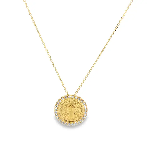 Gargantilha Folheado a Ouro 18k Medalha São Bento