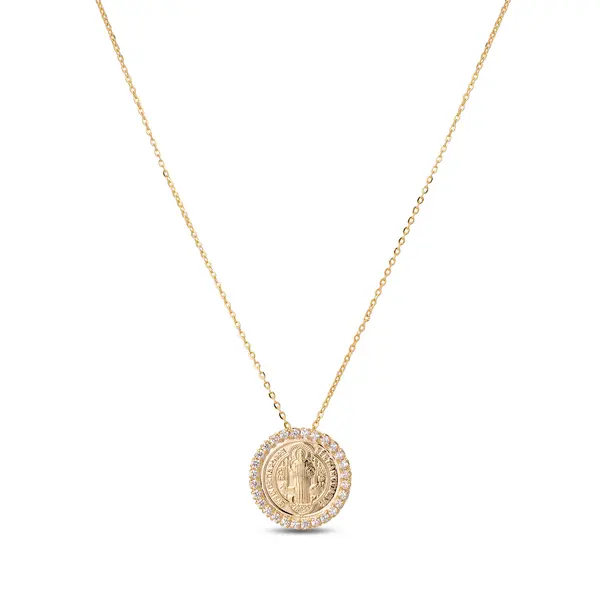 Gargantilha Folheado a Ouro 18k Medalha São Bento