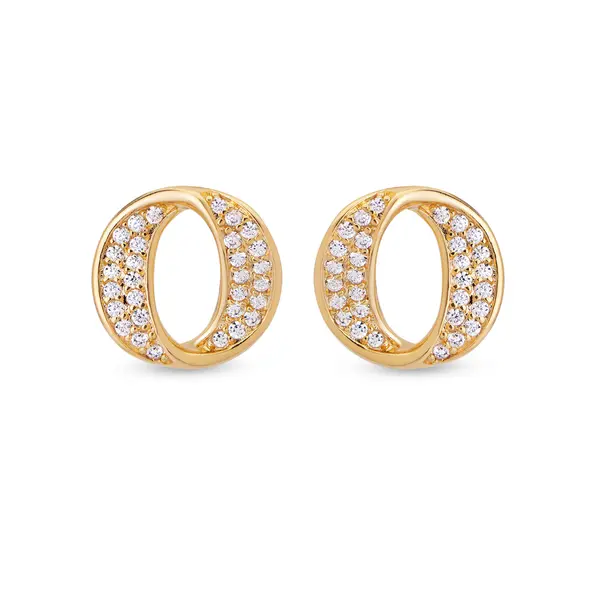 Brinco Folheado a Ouro 18k Oval Cravejado