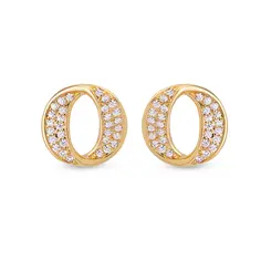 Brinco Folheado a Ouro 18k Oval Cravejado