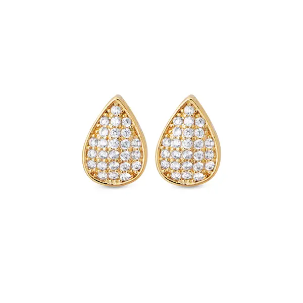 Brinco Folheado a Ouro 18k Gota Cravejado