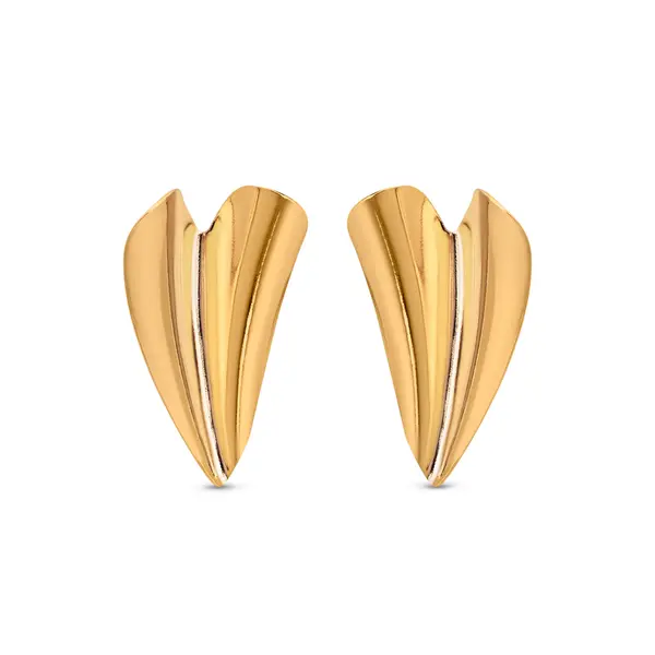 Brinco Folheado a Ouro 18k Coração Liso Torcido