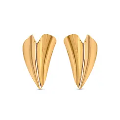 Brinco Folheado a Ouro 18k Coração Liso Torcido