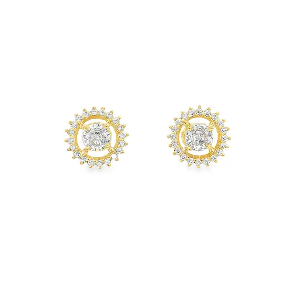 Brinco Folheado a Ouro 18k Clássico Redondo Cravejado