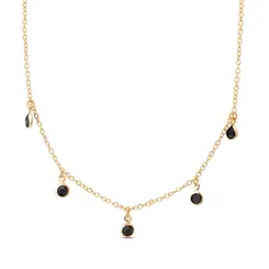 Gargantilha Folheado a Ouro 18k Zircônias Redondas Pretas
