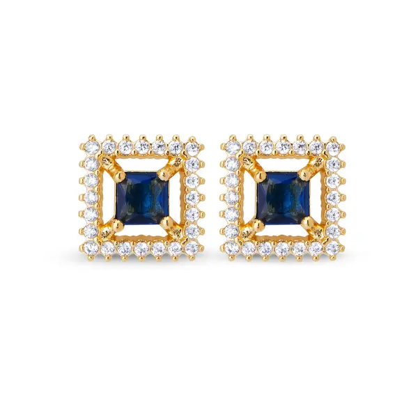 Brinco Folheado a Ouro 18k Clássico Carre Cravejado