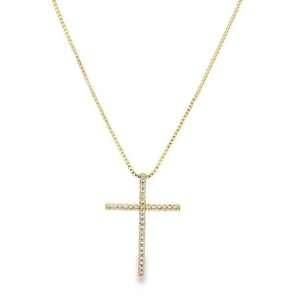 Gargantilha Folheado a Ouro 18k Cruz com Zircônias