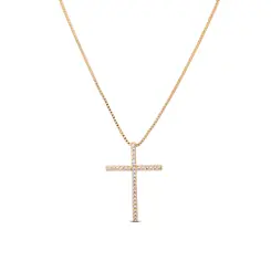 Gargantilha Folheado a Ouro 18k Cruz com Zircônias