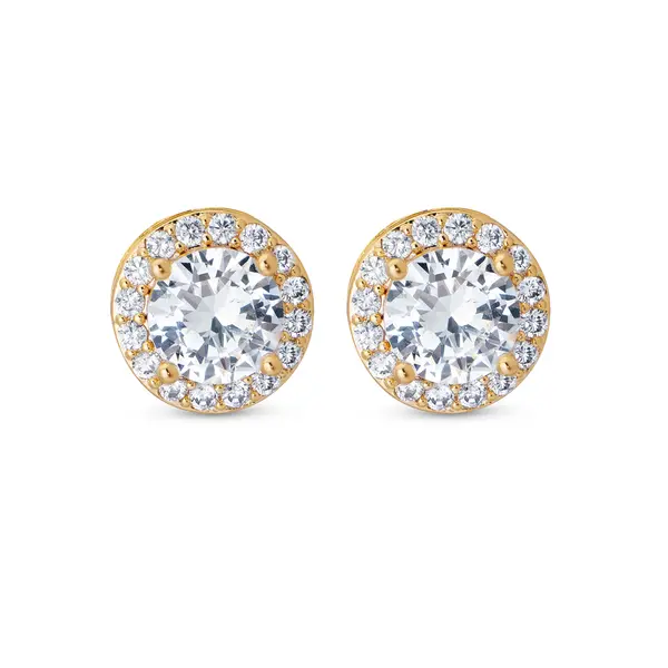 Brinco Folheado a Ouro 18k Redondo Clássico com Zircônias