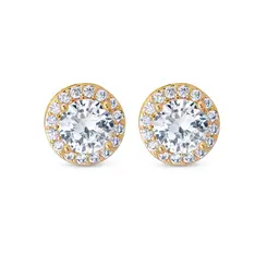 Brinco Folheado a Ouro 18k Redondo Clássico com Zircônias