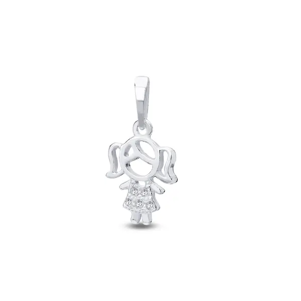 Pingente Prata Menina Camiseta Com Zircônia Cravejada