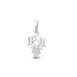 Pingente Prata Menina Camiseta Com Zircônia Cravejada