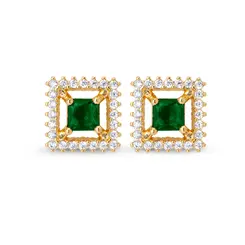 Brinco Folheado a Ouro 18k Clássico Carre Cravejado