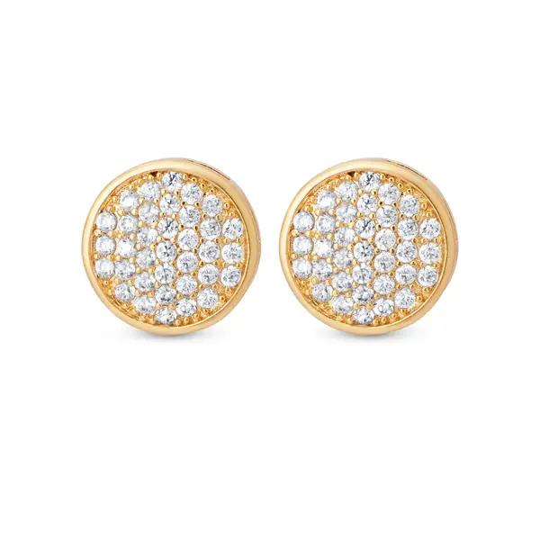 Brinco Folheado a Ouro 18k Redondo Cravejado