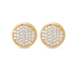 Brinco Folheado a Ouro 18k Redondo Cravejado