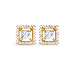 Brinco Folheado a Ouro 18k Clássico Carre Cravejado