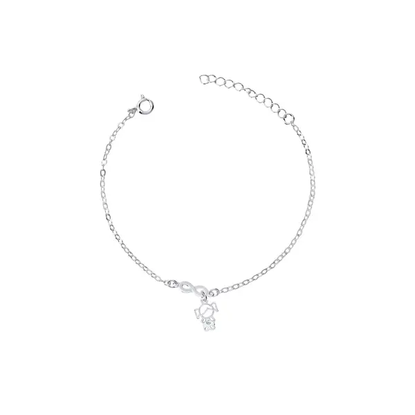 Pulseira Prata Leve Infinito e Menina