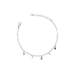 Pulseira Prata Leve Zircônias Coloridas