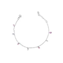 Pulseira Prata com Zircônias Brancas e Rosas