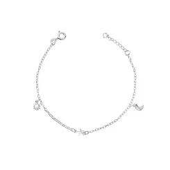 Pulseira Prata Lua Estrela e Sol