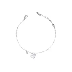 Pulseira Prata Leve Coração com Patinha e Osso