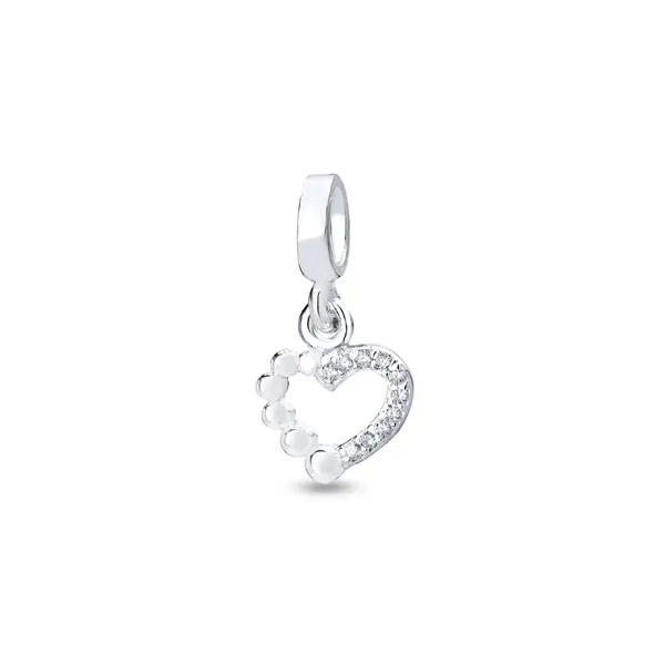 Berloque Prata Art Colection Coração com Zircônias