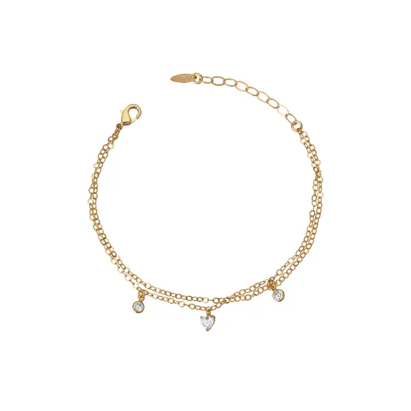 Pulseira Folheado a Ouro 18k Coração e Zircônias