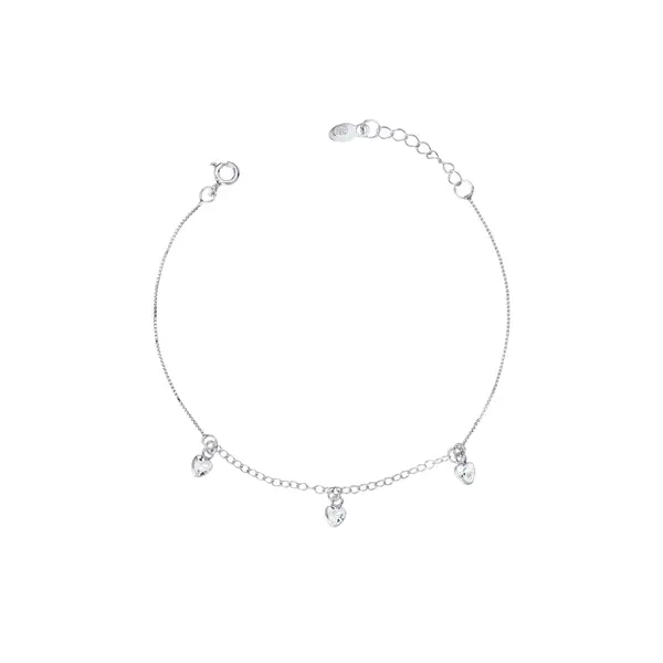 Pulseira Prata Corações em Zircônias