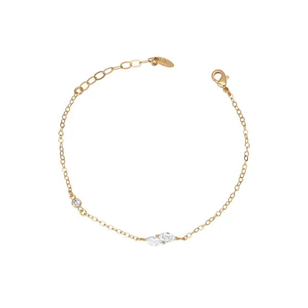 Pulseira Folheado a Ouro 18k Zircônia Navete