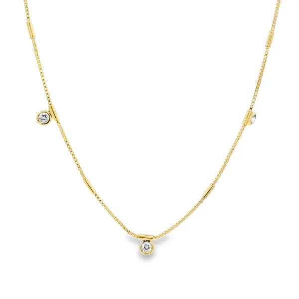 Choker Folheado a Ouro 18k Veneziana e Zircônias Redondas