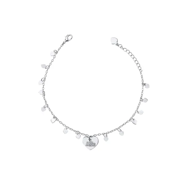 Pulseira Prata Leve Coração Mãe
