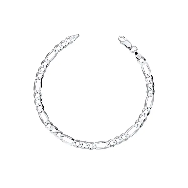 Pulseira Prata Masculina Figaro 21cm 5,3mm