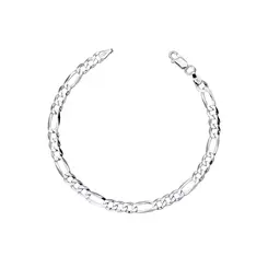 Pulseira Prata Masculina Figaro 21cm 5,3mm