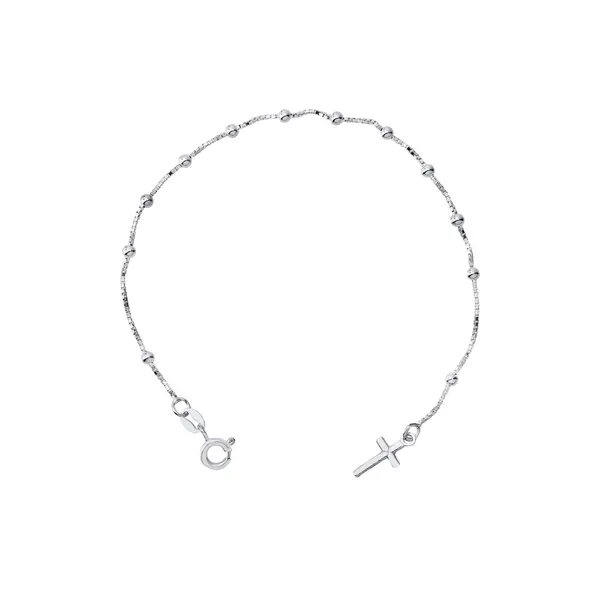 Pulseira Prata Veneziana com Bolinhas 17cm 0,8mm