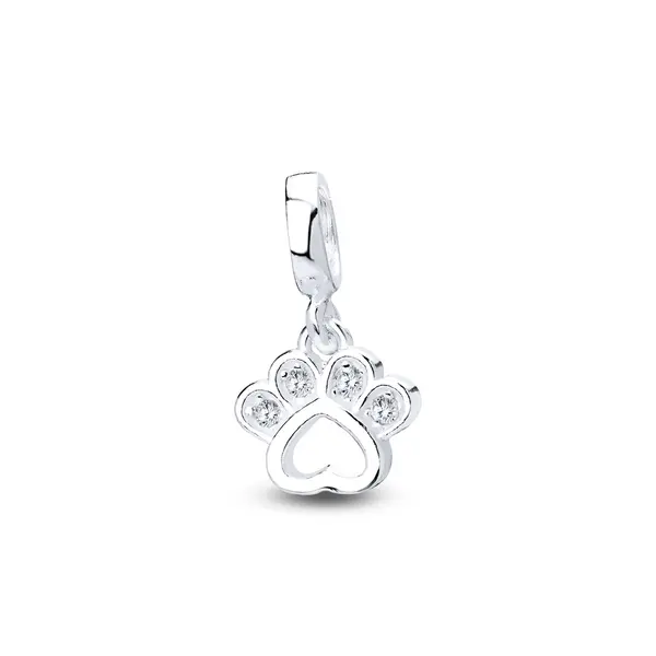 Berloque Prata Art Colection Patinha e Coração com Zircônias