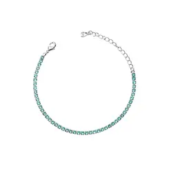 Pulseira Prata Leve Riviera Zircônias Grandes Verde Claro
