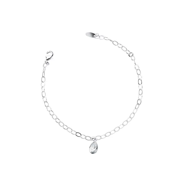 Pulseira Prata Leve Gota em Zircônia