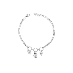 Pulseira Prata Leve Menino e Corações