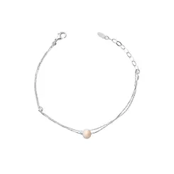Pulseira Prata Leve Dupla Pérola e Zircônia