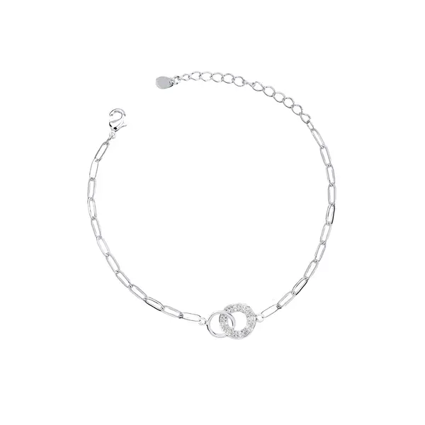 Pulseira Prata Leve Dois Círculos