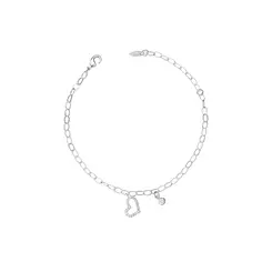 Pulseira Prata Leve Coração Cravejado e Zircônia