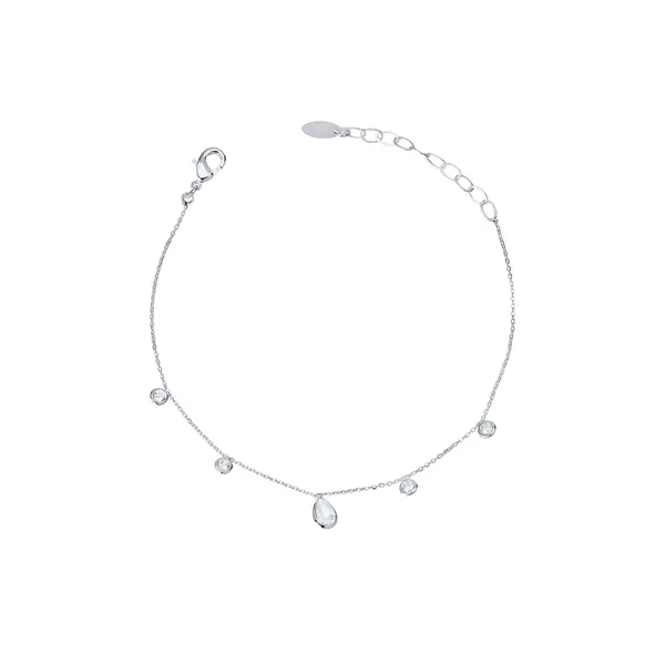 Pulseira Prata Leve Gota e Zircônias