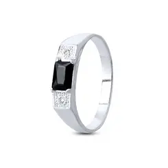Anel Prata Masculino Pedra