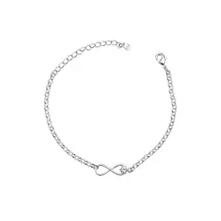 Pulseira Prata Leve Infinito com Ponto em Zircônia