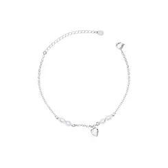 Pulseira Prata Leve Infinito com Coração em Zircônia