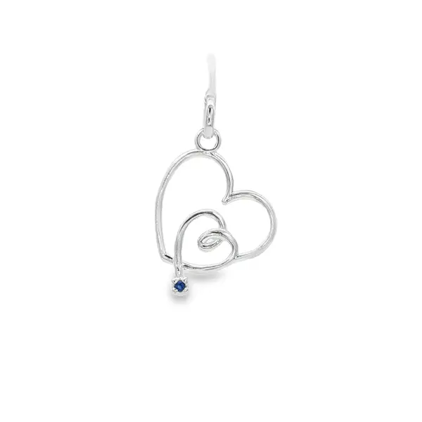 Pingente Prata Dois Corações Zircônia Azul