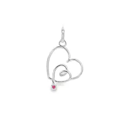 Pingente Prata Dois Corações Zircônia Rosa