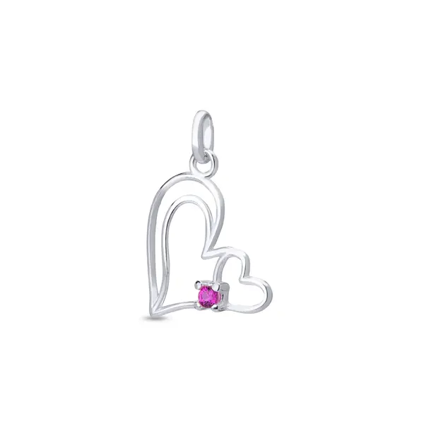 Pingente Prata Três Corações Zircônia Rosa