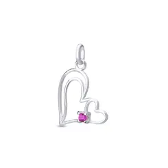 Pingente Prata Três Corações Zircônia Rosa