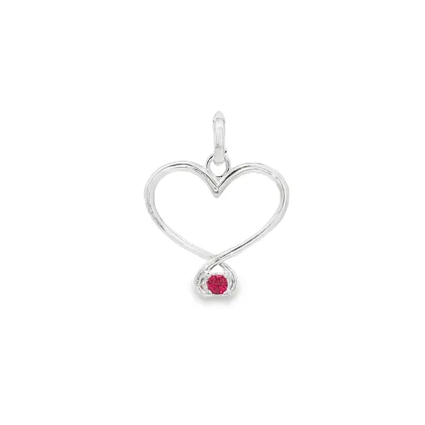 Pingente Prata Coração com Zircônia Rosa